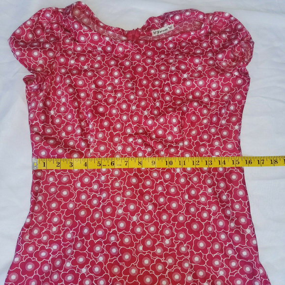 Forever 21 Medium Red Floral Short Sleeve Blouse - Picture 3 of 7